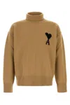 Ami Alexandre Mattiussi Wool Turtleneck Sweater With Ribbed Cuffs And Hem In Yellow