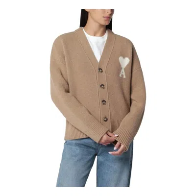 Ami Alexandre Mattiussi Ami Cardigan 'beige' In Brown