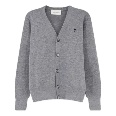 Ami Alexandre Mattiussi Button-up Cardigan Sweater With V-neckline And Ribbed Cuffs In Multi