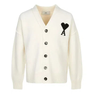 Ami Alexandre Mattiussi Ami Cardigan 'ivory' In White