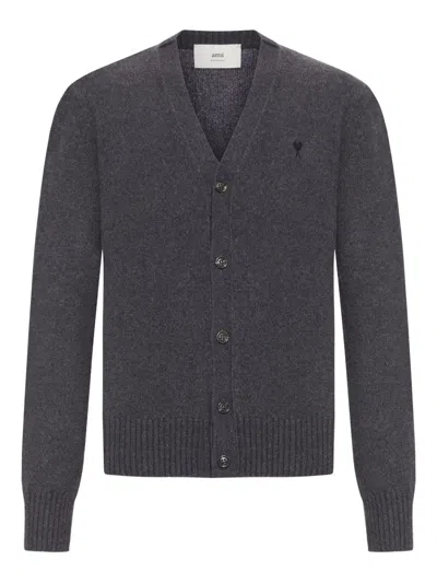 AMI ALEXANDRE MATTIUSSI AMI CASHMERE V-NECK CARDIGAN