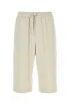 Ami Alexandre Mattiussi Ami Chalk Cotton Bermuda Shorts In Neutral