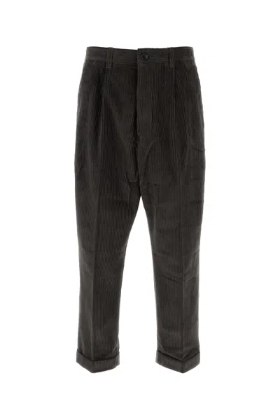 Ami Alexandre Mattiussi Ami Charcoal Corduroy Pant In Brown