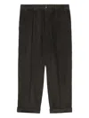 Ami Alexandre Mattiussi Ami Charcoal Grey Corduroy Pleated Cuffed Trousers In Black