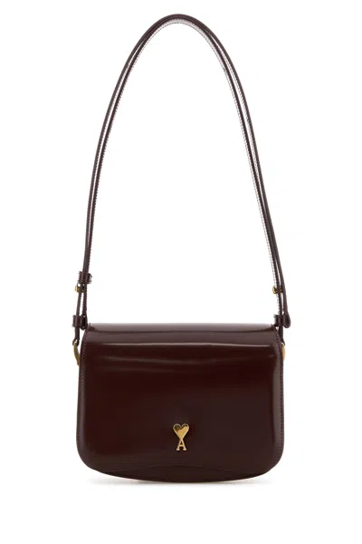 Ami Alexandre Mattiussi Ami Chocolate Leather Paris Paris Crossbody Bag In Brown