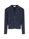 Ami Alexandre Mattiussi Ami Classic Blue Cashmere V-neck Cardigan In Blue