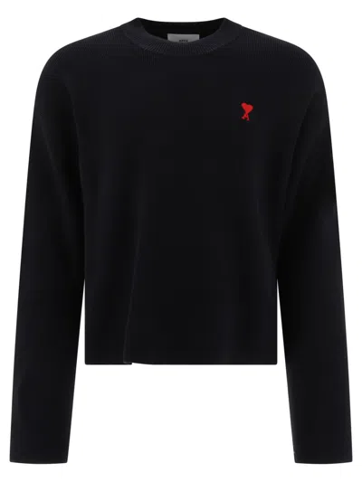 Ami Alexandre Mattiussi Ami Classic Crew Neck Knit Sweater In Black