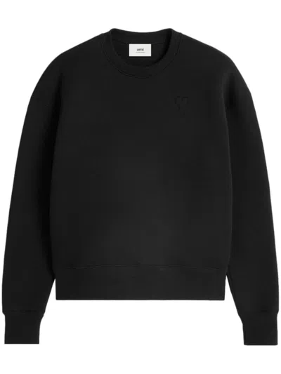 Ami Alexandre Mattiussi Ami Classic Crew Neck Sweater With Embroidered Heart Logo In Black