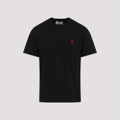 Ami Alexandre Mattiussi Ami Paris Men Black T-shirt With Ami De Coeur Embroidery On The Front In Cotton Man