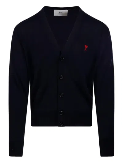 AMI ALEXANDRE MATTIUSSI AMI CLASSIC V-NECK CARDIGAN WITH BUTTON-DOWN FRONT