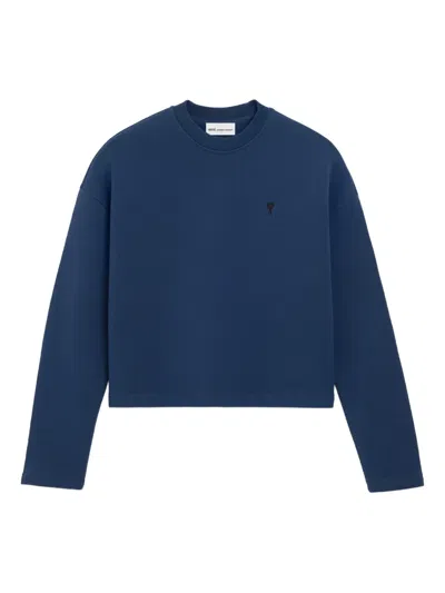 Ami Alexandre Mattiussi Ami Coeur Cropped Sweatshirt In Blue