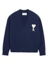 Ami Alexandre Mattiussi Ami Coeur-intarsia Horn-button Cardigan In Blue