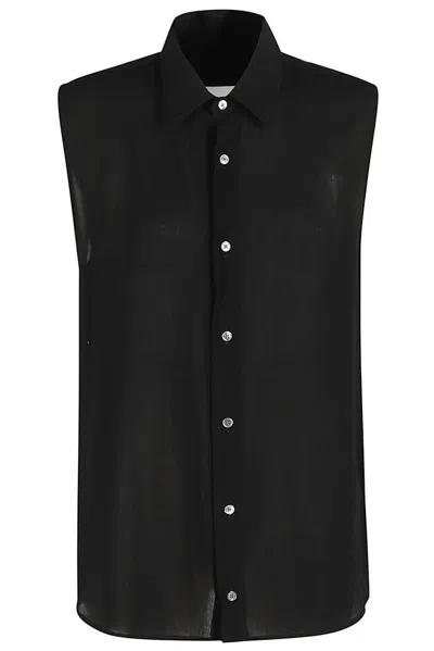 Ami Alexandre Mattiussi Ami Collared Sleeveless Shirt In 001 Black