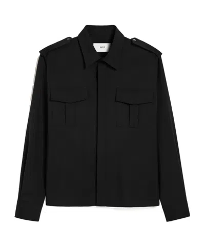 Ami Alexandre Mattiussi Ami Concealed Fastened Military Shirt In Black