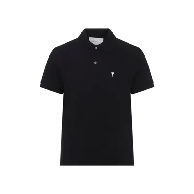 Ami Alexandre Mattiussi Black Polo Shirt With Ami De Coeur Logo Embroidered On The Front In Cotton Man In Multi