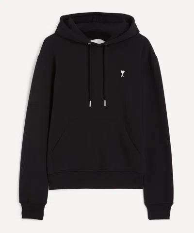 Ami Alexandre Mattiussi Ami Cotton Contrast Ami De Coeur Hoodie In Black