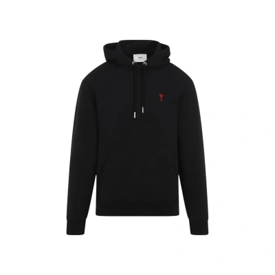 AMI ALEXANDRE MATTIUSSI AMI COTTON HOODIE WITH ICONIC HEART LOGO AND RELAXED FIT