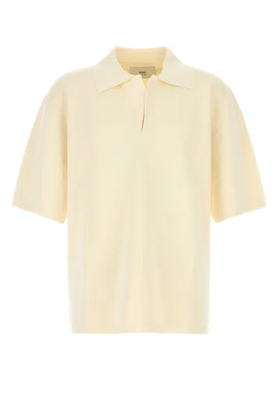 Ami Alexandre Mattiussi Ami Cream Viscose Blend Oversize Polo Shirt In Beige