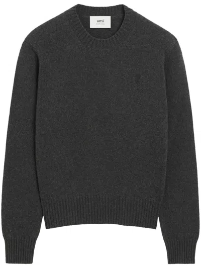 Ami Alexandre Mattiussi Ami Paris Anthracite Grey Ami De Coeur Sweater Men In Gray