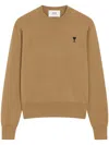 Ami Alexandre Mattiussi Brown Wool Ami De Coeur Crewneck Sweater Brown In Brown