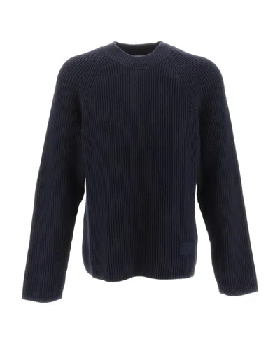 Ami Alexandre Mattiussi Ami Crewneck Knitted Jumper In Black