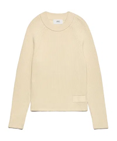 Ami Alexandre Mattiussi Ami Crewneck Knitted Jumper In Nude