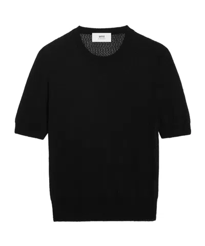 Ami Alexandre Mattiussi Ami Crewneck Knitted T-shirt In Black