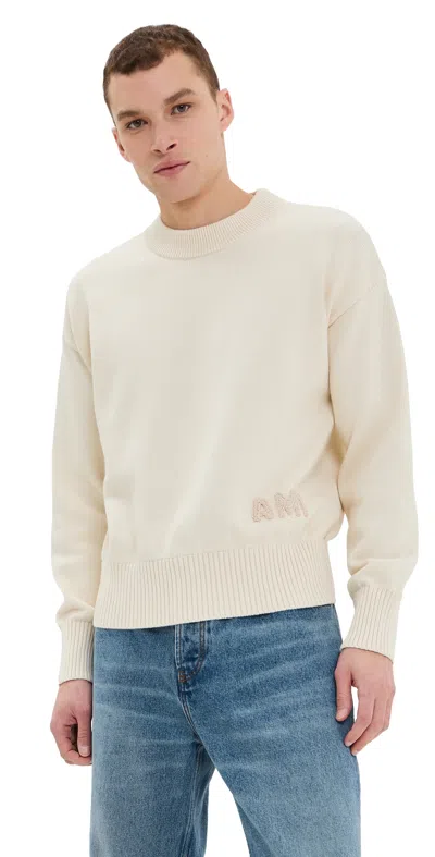 Ami Alexandre Mattiussi Ami Crewneck Sweater White Cream