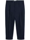 Ami Alexandre Mattiussi Ami Cropped Navy Blue Trousers With Flap And Slash Pockets In Blue