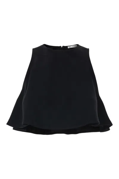 Ami Alexandre Mattiussi Acetate Blend Crew-neck Flared Top In Black