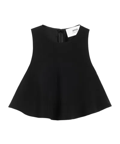 AMI ALEXANDRE MATTIUSSI AMI CROPPED SLEEVELESS FLARED TOP