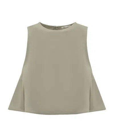 AMI ALEXANDRE MATTIUSSI AMI CROPPED SLEEVELESS FLARED TOP
