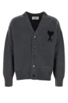 Ami Alexandre Mattiussi Ami Dark Grey Wool Cardigan In Multi