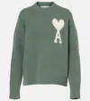 Ami Alexandre Mattiussi Ami Paris Ami De Coeur Logo Detailed Knitted Jumper In Green