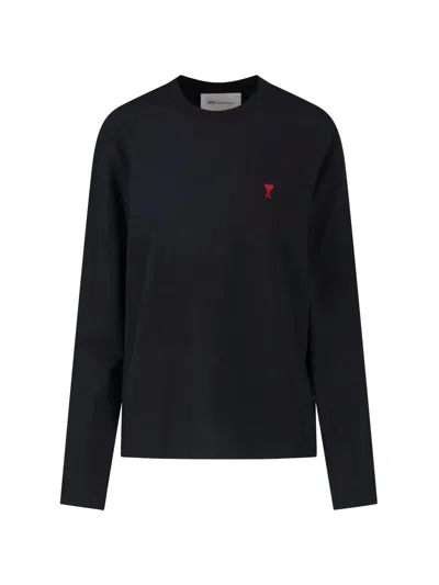 Ami Alexandre Mattiussi Ami De Caur Black Cotton Long-sleeved T-shirt
