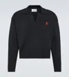 Ami Alexandre Mattiussi Ami De Caur Cotton-blend Polo Sweater In Black