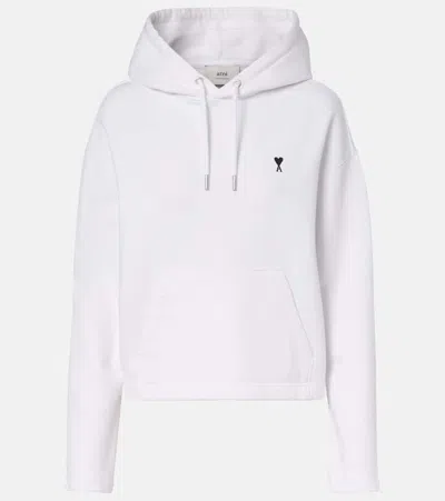 Ami Alexandre Mattiussi Ami Paris Molleton Grey Hoodie With Black Embroidered Logo In Gray