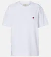 Ami Alexandre Mattiussi De Caur Embroidered Organic Cotton-jersey T-shirt In White