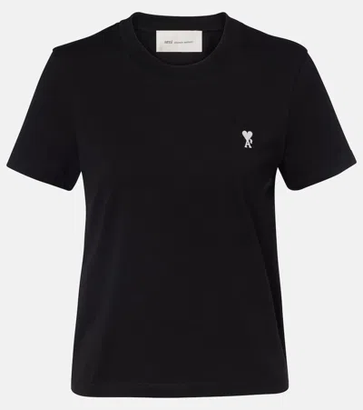 Ami Alexandre Mattiussi Ami Paris Women Black Cropped T-shirt With Adc Embroidery On The Front In Cotton Woman