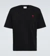 Ami Alexandre Mattiussi Ami Paris Men Black T-shirt With Ami De Coeur Embroidery On The Front In Cotton Man In Black