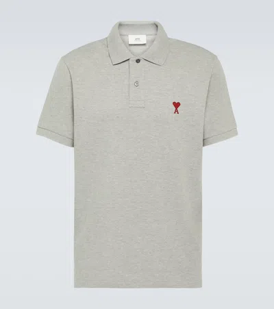 Ami Alexandre Mattiussi Ami De Coeur-motif Polo Shirt In Grey