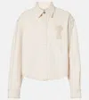 Ami Alexandre Mattiussi Beige Cotton Ami De Coeur Cropped Denim Shirt In White