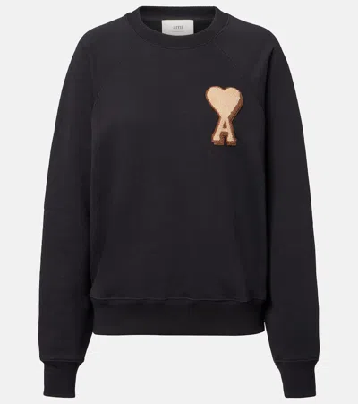 Ami Alexandre Mattiussi Ami De Caur Cotton Sweatshirt In Black