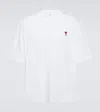 Ami Alexandre Mattiussi De Coeur Embroidered Branding Regular-fit Stretch-organic Cotton T-shirt In White