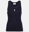 Ami Alexandre Mattiussi Ami Women Midnight Blue Stretch Cotton Tank Top In Night Blue/430