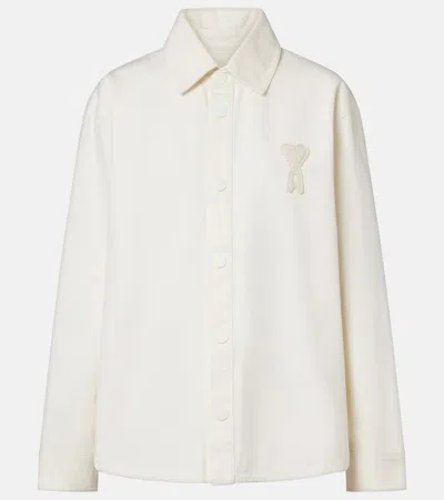 Ami Alexandre Mattiussi Ami De Caur Cotton Twill Overshirt In White