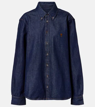 Ami Alexandre Mattiussi Ami De Caur Denim Shirt In Blue