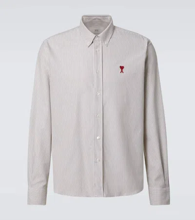 Ami Alexandre Mattiussi Ami De Caur Striped Cotton Oxford Shirt In Green