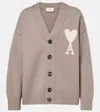 Ami Alexandre Mattiussi Ami De Caur Virgin Wool Cardigan In Grey
