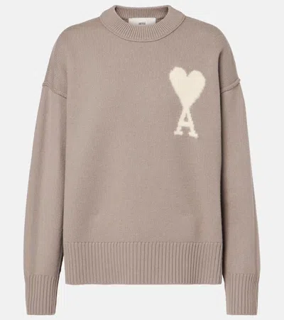 Ami Alexandre Mattiussi Ami De Caur Virgin Wool Sweater In Grey